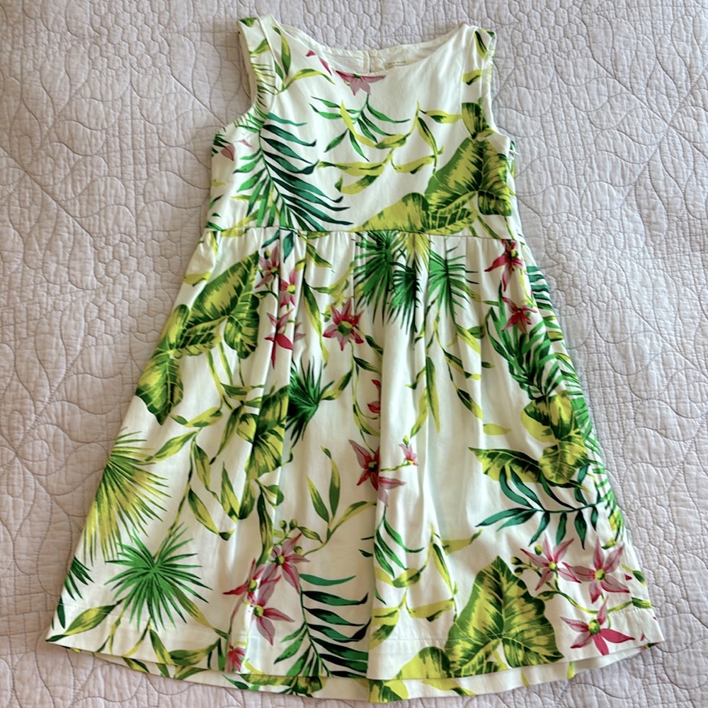Girls size 9-10 Green Tropical Dress Floral Zara